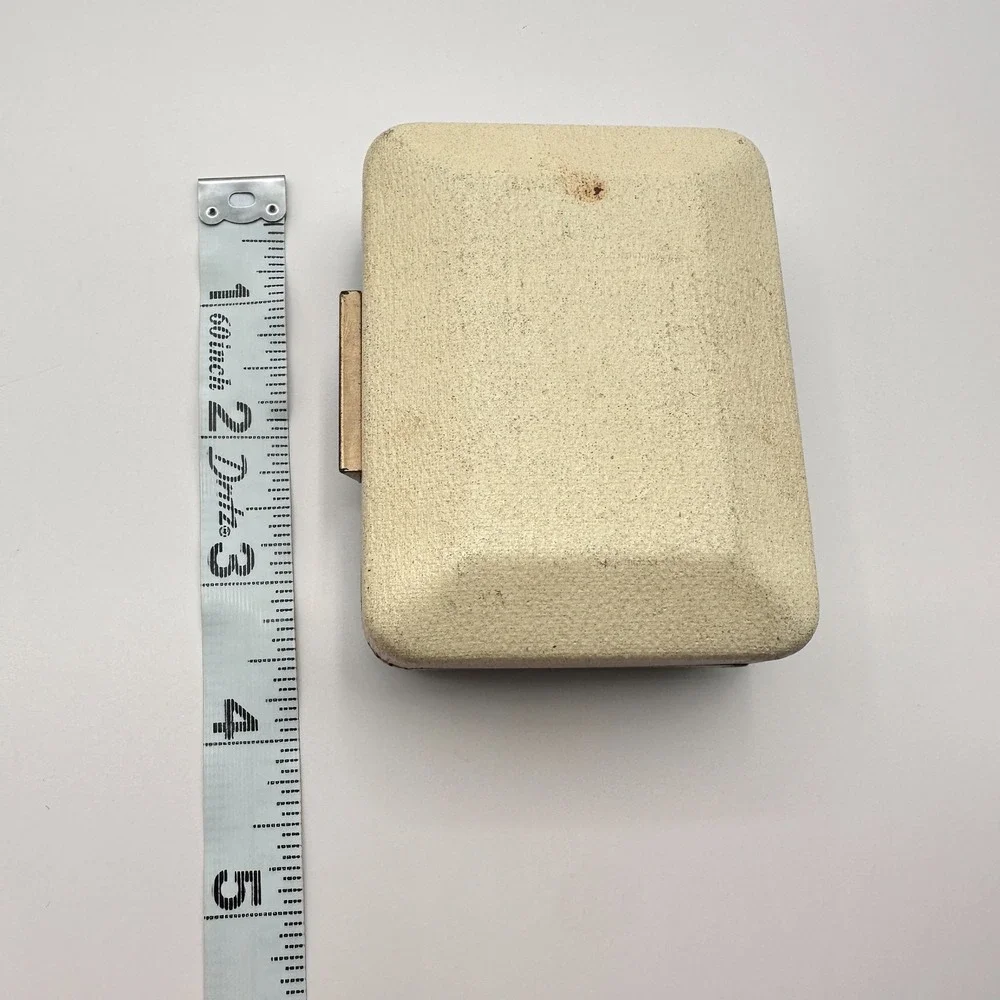 Vintage 80s Krementz Cream Textured Silk Presentation Box Gold Tone Trim Jewelry